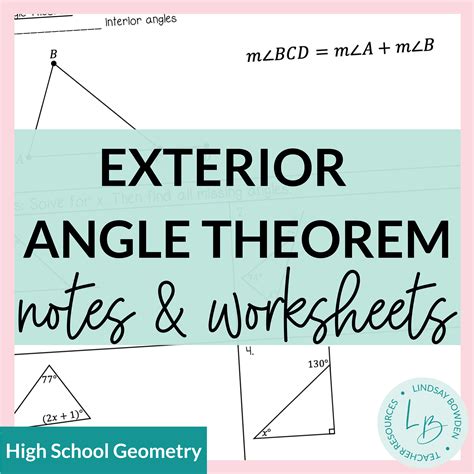 Exterior Angle Theorem Notes And Worksheets Lindsay Bowden