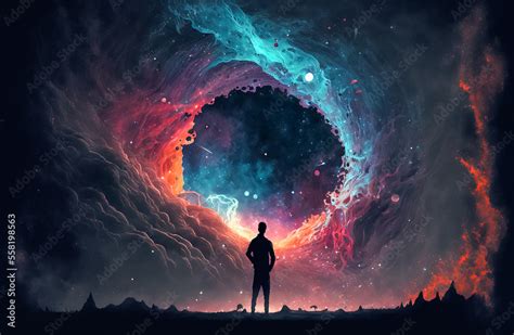 Human And Infinite Universe Cosmic Digital Art Stock Illustration Adobe Stock