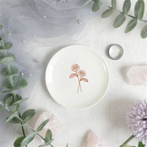 Birth Month Floral Ring Dish Flower Jewelry Dish Ceramic Etsy