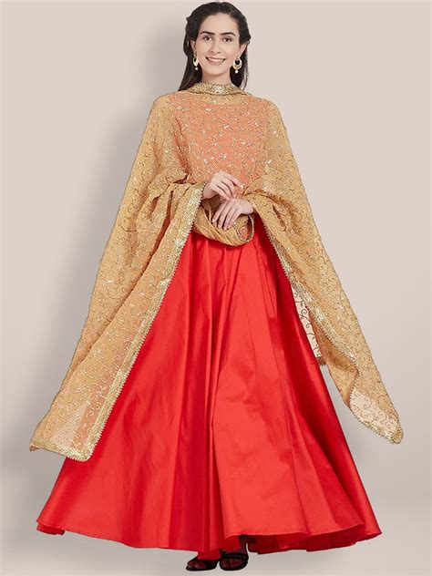 Gold Embroidered Georgette Dupatta Dupatta Bazaar