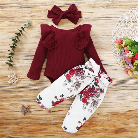 Utoimkio Newborn Baby Girl Clothes Infant Girls Outfits Ruffle Sleeve ...