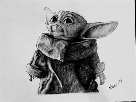 Baby Yoda Drawing Easy Outline