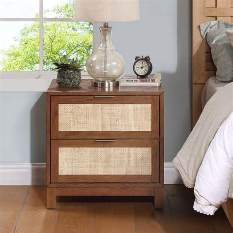 Bay Isle Home Rattan Nightstand With 2 Handcrafted Rattan And Metal