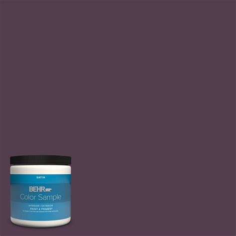 Behr Premium Plus 8 Oz Ppu17 02 Oriental Eggplant Satin Enamel Interior Exterior Paint