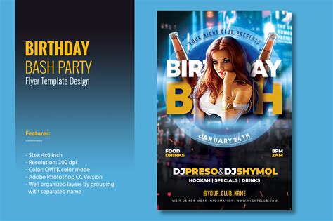 Birthday Bash Party Flyer PSD Template Graphic By Fazlul18 Creative