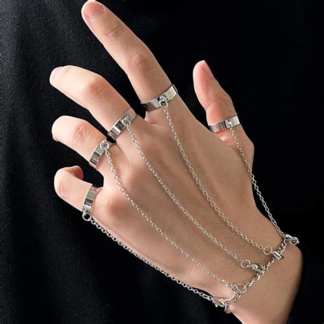 Punk Geometrische Silber Farbe Kette Handgelenk Ringe F R Frauen M Nner