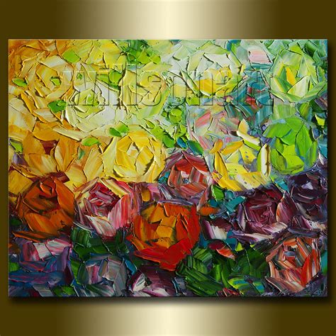 Rose Giclee Canvas Print Modern Flower Art From Original Oil Painting