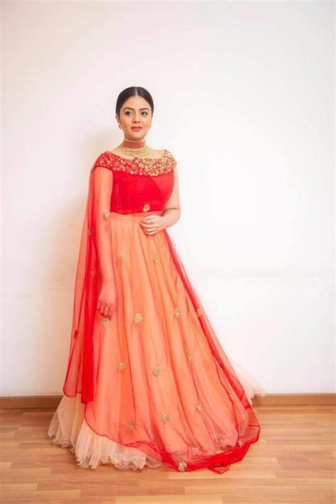 Anchor Sreemukhi Photoshoot Pics In Orange Gown Actress Album