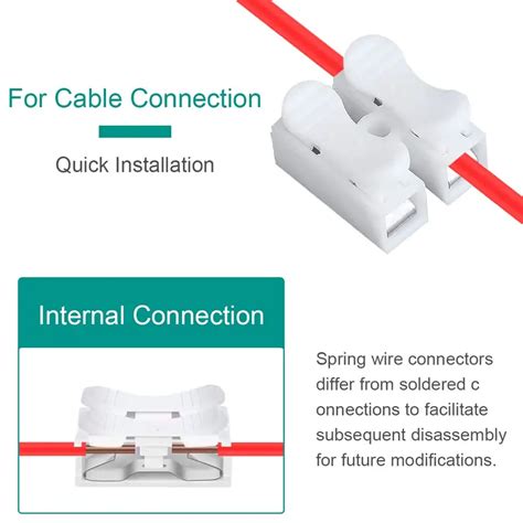 100pcs Pack Spring Wire Connector Cable Connector Block Ch 2 Terminal Block Connector Block