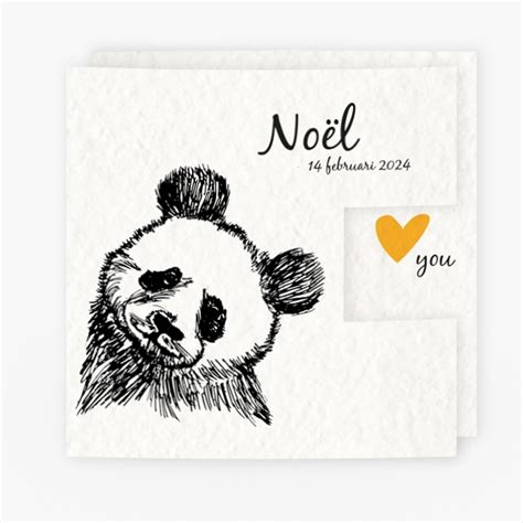 Geboortekaartje La Carte Exclusief Lc Drieluik Getekend Panda No L