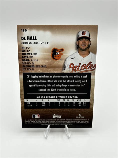 2023 Topps Stadium Club Black Foil 190 Dl Hall Rc Ebay