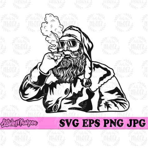 Cool Santa Smoking Cigar Svg Christmas Shirt Png Santa Claus Cut File