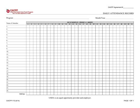 Cacfp 115 Form Fill Out Printable PDF Forms Online