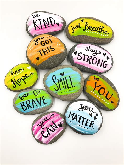 Kindness Stones Set Of 10 Affirmation Pocket Rocks Encouragement