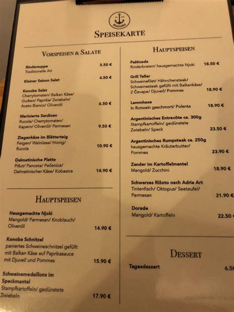 Speisekarte Von Konoba Restaurant Bielefeld