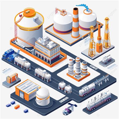 Lng Terminal Isometric Infographics Transport Vehicle Container PNG