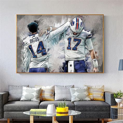 Josh Allen Stefon Diggs Canvas Buffalo Bills Football Wall Decor