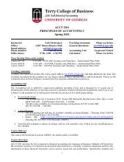 Syllabus ACCT 2101 Spring 2024 TC Pdf ACCT 2101 PRINCIPLES OF