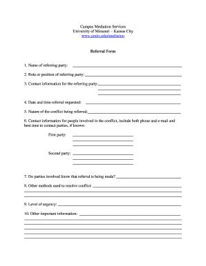 Fillable Online Umkc Printable Referral Form University Of Missouri