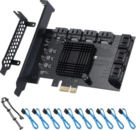 ACTIMED Carte PCIE SATA 10 Ports avec 10 câbles SATA contrôleur PCI