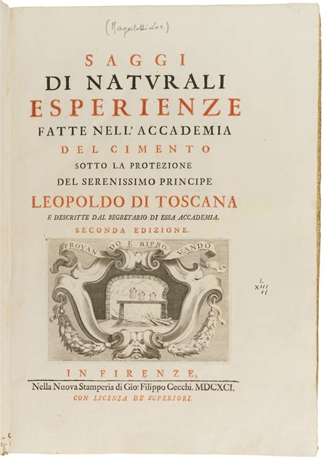 Accademia Del Cimento Saggi Di Naturali Esperienze Florence