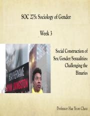 SOC275 Lecture Week3 Pdf SOC 275 Sociology Of Gender Week 3 Social