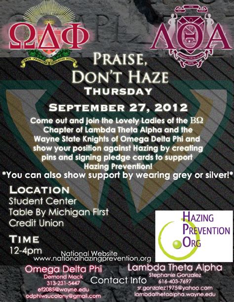 Event To Promote National Hazing Prevention Week Lambda Theta Alpha