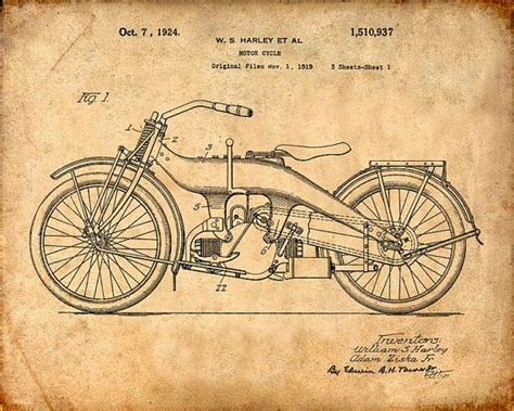 Motorcycle Patent Print Wall Art Motorcycle Print Poster Decor Etsy