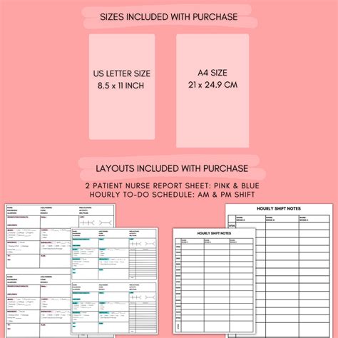 Nurse Report Sheet Med Surg Brain Sheet Hand Off Hourly To Do Etsy