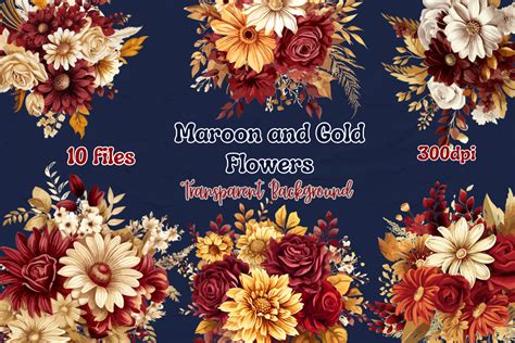 Maroon and Gold Flowers Graphic by Philip Pub · Creative Fabrica