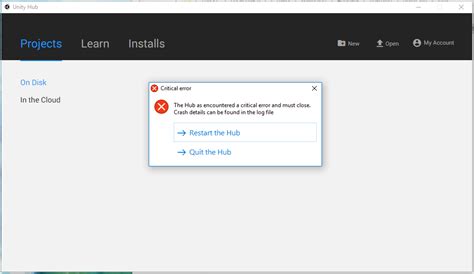 Bug Unity Hub Crashes On Startup After Creating New Project