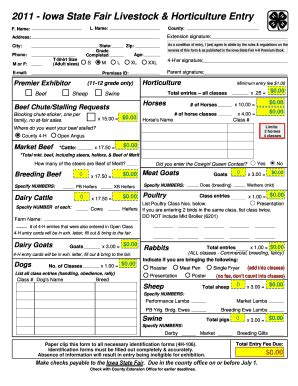 Fillable Online Extension Iastate Iowa State Fair Livestock