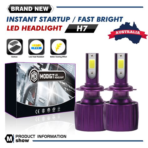 H Car Led Headlight Conversion W Lm Globes Bulbs Beam K Kit