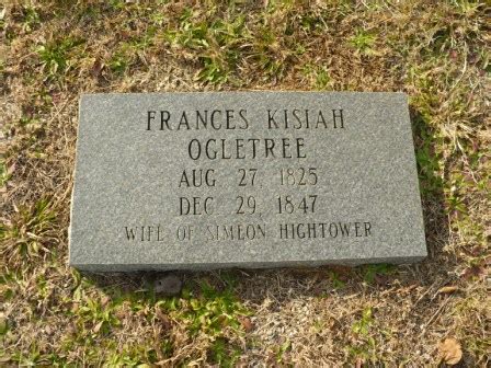 Frances Kisiah Ogletree Hightower 1825 1847 Find A Grave Memorial