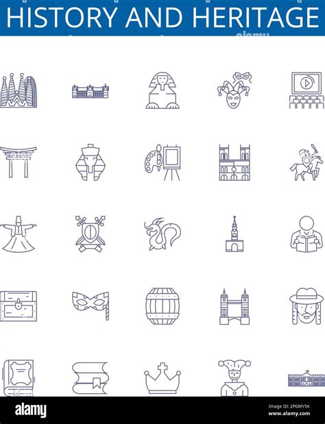 History And Heritage Line Icons Signs Set Design Collection Of