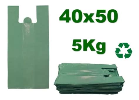 Sacola Reciclada Verde Pacote 5kg 40x50 Parcelamento Sem Juros