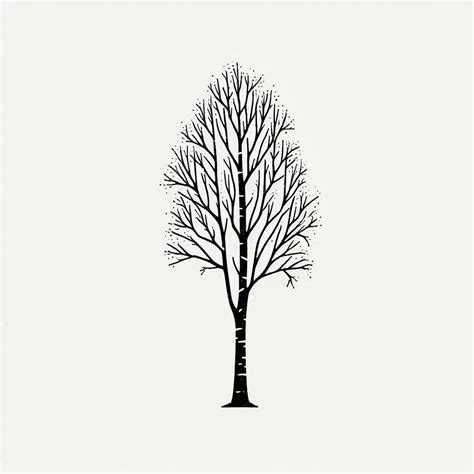 Birchtree Black Color Silhouette Vector Premium Ai Generated Image