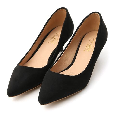 Classic Faux Suede Pointed Toe Kitten Heels Black │ Daf Official