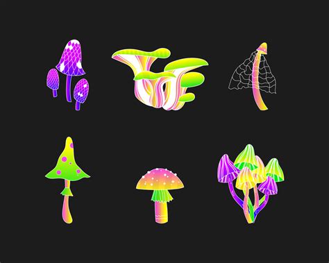 Set Of Poison Mushrooms In Acid Colors Set Of Acid Mushrooms 13104743