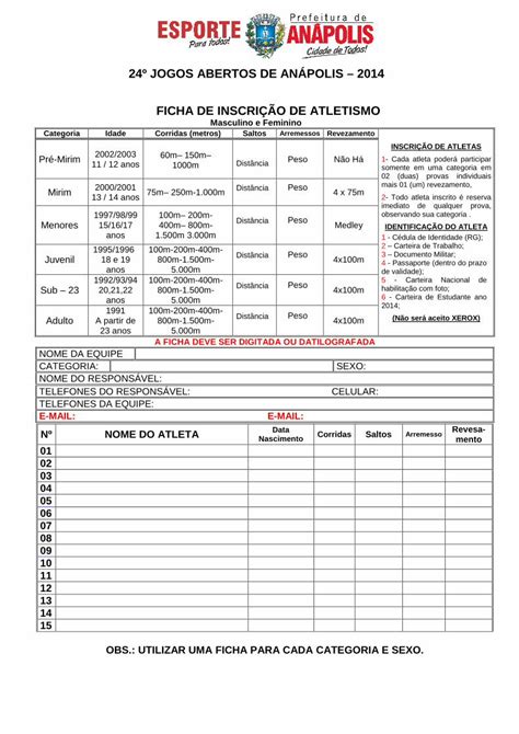 Pdf Fichas De Inscri Es Prefeitura De An Polis Infantil Nascidos
