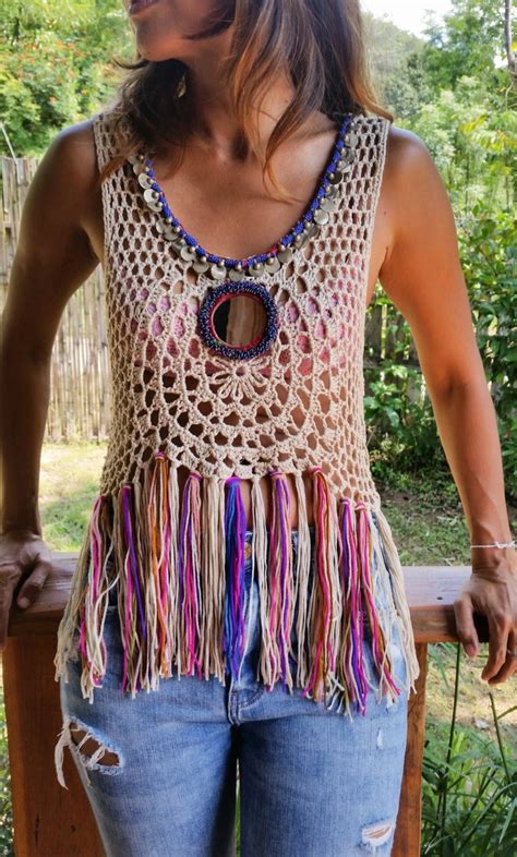 Spellmaya Handmade Crochet Top With Vintage Jewelry Real Etsy