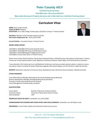 Peter Cassidy Cv Pdf