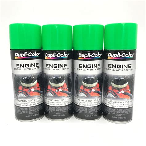 Duplicolor DE1641 4 PACK Engine Enamel With Ceramic Grabber Green Color