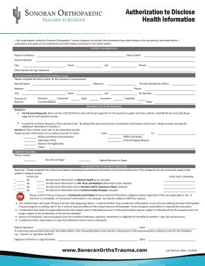 Fillable Online I The Undersigned Authorize Sonoran Orthopaedic