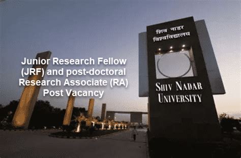 Chemistry JRF Post Doctoral Post Vacancy Shiv Nadar University