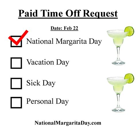 Proper Way to Request Work Time Off - National Margarita Day 2024