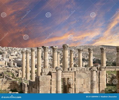 Roman Ruins In The Jordanian City Of Jerash Gerasa Of Antiquity