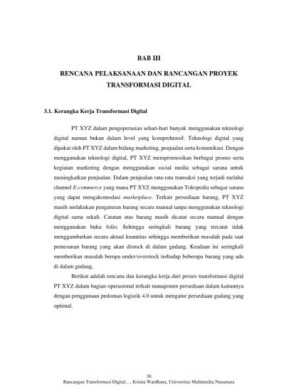 BAB III RENCANA PELAKSANAAN DAN RANCANGAN PROYEK TRANSFORMASI DIGITAL