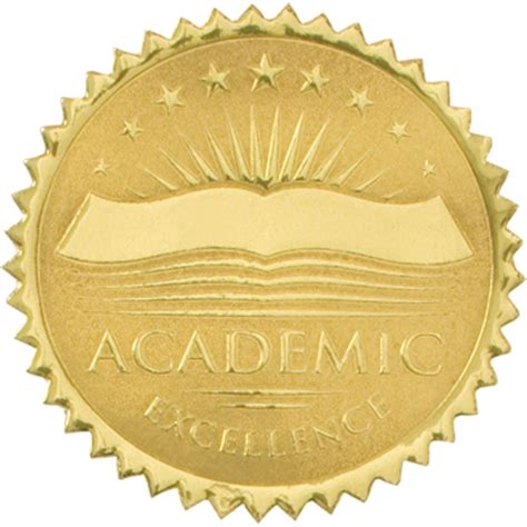 Academic Excellence Embossed Gold Foil Certificate Seals In