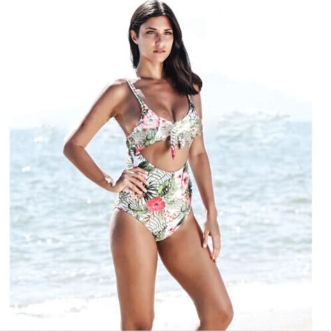New Hot Women Bathing Suit Push Up Padded Bikini One Piece Swimsuit Floral Print Swimwear